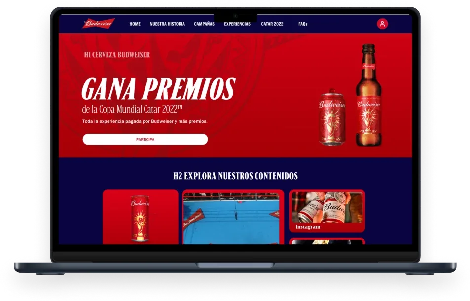 El hub de Budweiser visto en un portátil