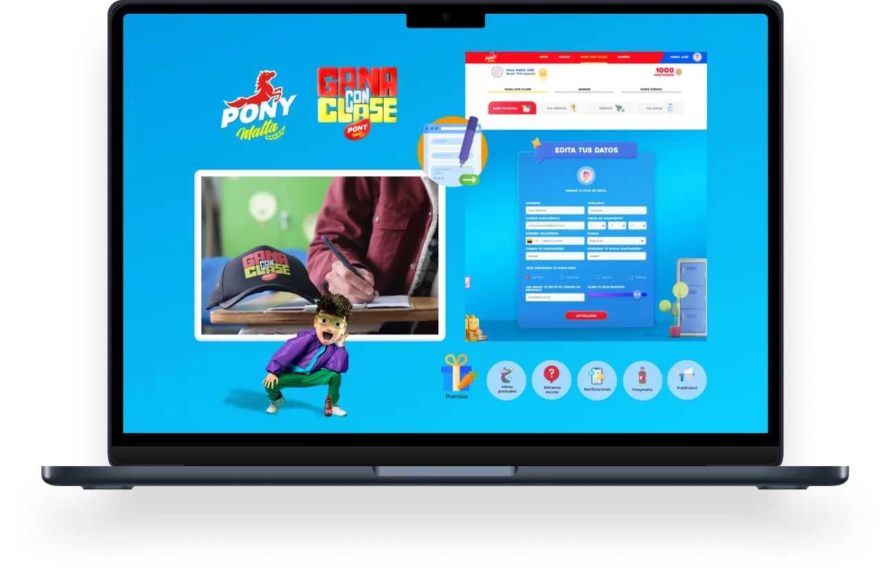 Plataforma Gana con Clase rediseñada, vista en escritorio