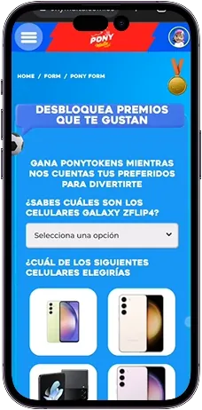 Pantalla de Gana con Clase: selección de premios