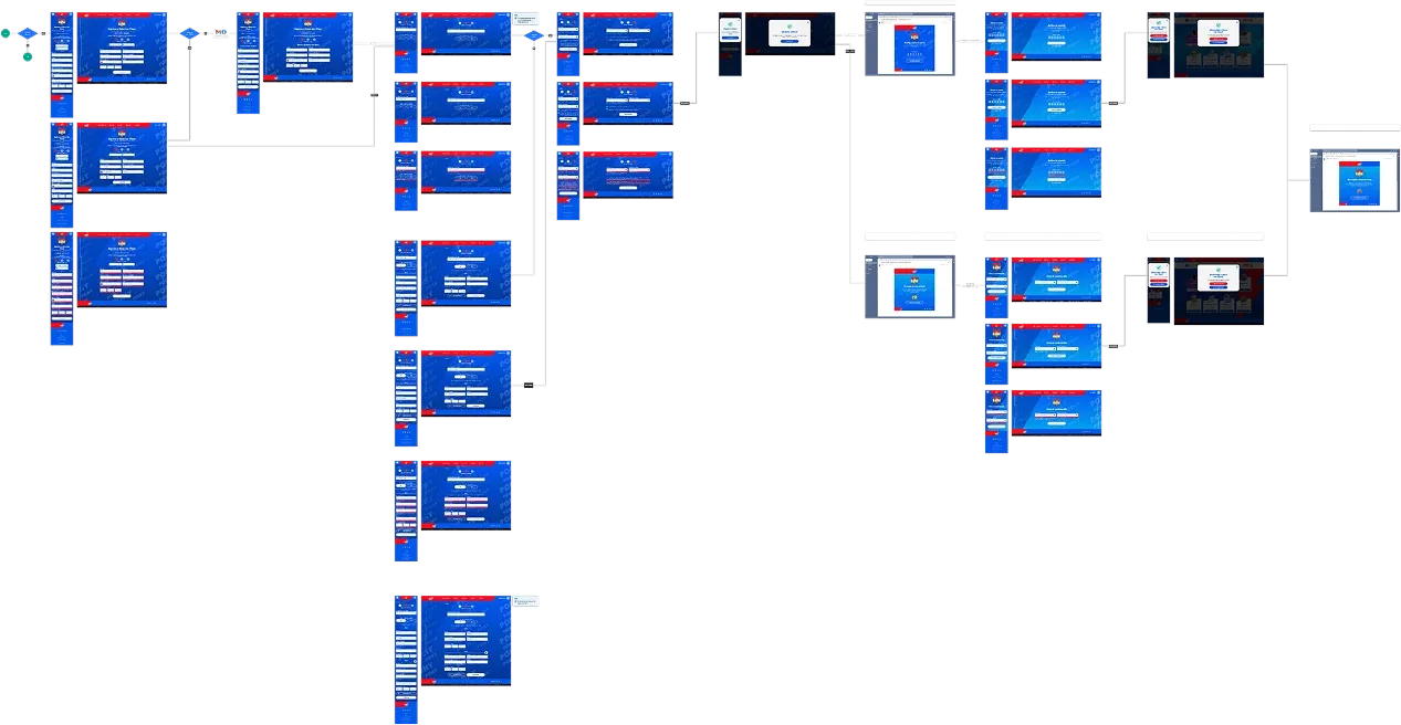 Wireflow del registro completo para los tres tipos de usuario