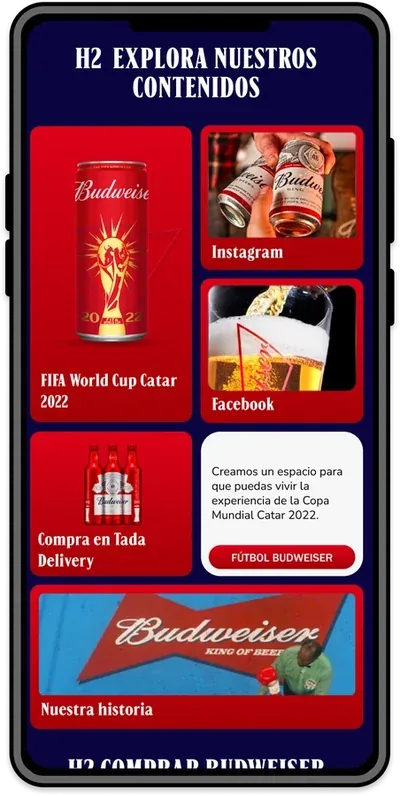 La sección Explora nuestros contenidos del hub vista en móvil