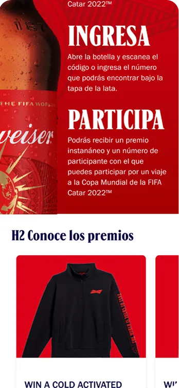 Ingresa y participa con el código de la tapa, y la vitrina de premios