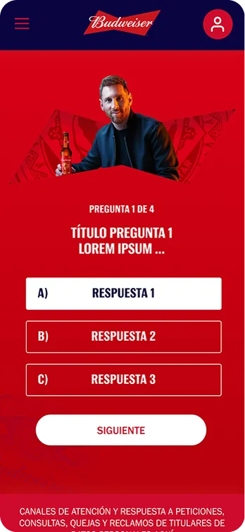 Trivia: pregunta uno de cuatro con sus opciones