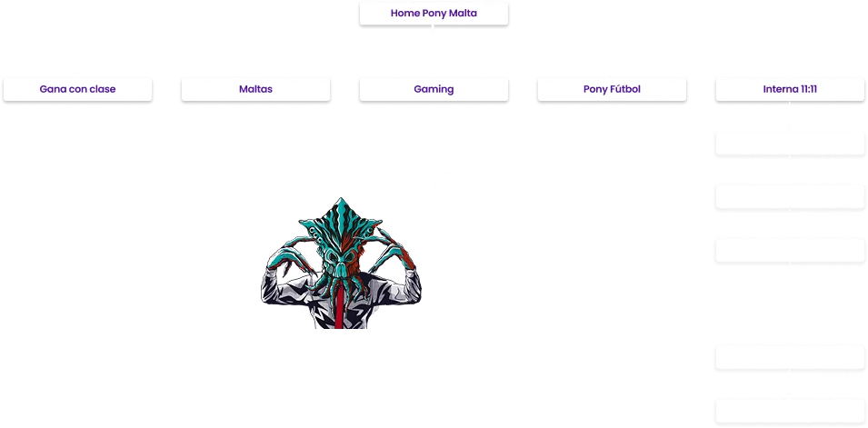 Mapa del sitio: la home de Pony Malta se abre en cinco secciones y la de 11:11 baja por los tres pasos, el juego, la pregunta final y la página de gracias